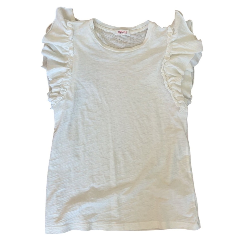 Goldie Lewinter Celeste ruffle cap sleeve tee white size M